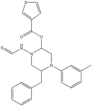 methyl 5-benzyl-2-(4-(3-hydroxyphenyl)piperazine-1-carbothioamido)thiophene-3-carboxylate Struktur