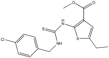 methyl 2-(3-(4-chlorobenzyl)thioureido)-5-ethylthiophene-3-carboxylate Struktur