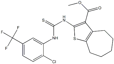 methyl 2-(3-(2-chloro-5-(trifluoromethyl)phenyl)thioureido)-5,6,7,8-tetrahydro-4H-cyclohepta[b]thiophene-3-carboxylate Structure