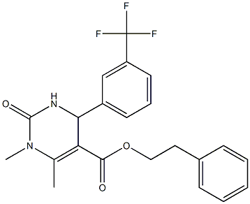 phenethyl 1,6-dimethyl-2-oxo-4-(3-(trifluoromethyl)phenyl)-1,2,3,4-tetrahydropyrimidine-5-carboxylate Struktur