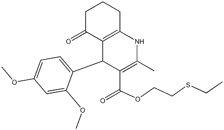 2-(ethylthio)ethyl 4-(2,4-dimethoxyphenyl)-2-methyl-5-oxo-1,4,5,6,7,8-hexahydroquinoline-3-carboxylate Struktur