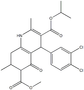 3-isopropyl 6-methyl 4-(3,4-dichlorophenyl)-2,7-dimethyl-5-oxo-1,4,5,6,7,8-hexahydroquinoline-3,6-dicarboxylate Struktur