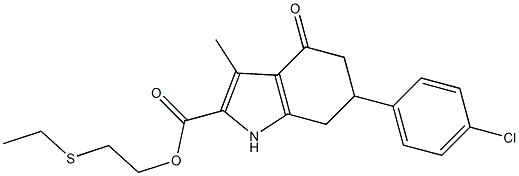 2-(ethylthio)ethyl 6-(4-chlorophenyl)-3-methyl-4-oxo-4,5,6,7-tetrahydro-1H-indole-2-carboxylate Struktur