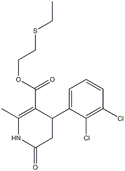 2-(ethylthio)ethyl 4-(2,3-dichlorophenyl)-2-methyl-6-oxo-1,4,5,6-tetrahydropyridine-3-carboxylate Struktur