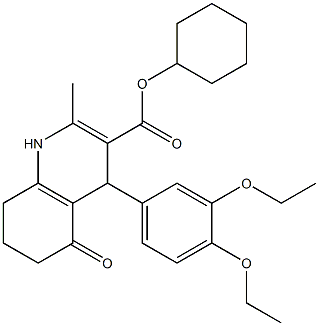 cyclohexyl 4-(3,4-diethoxyphenyl)-2-methyl-5-oxo-1,4,5,6,7,8-hexahydroquinoline-3-carboxylate Struktur