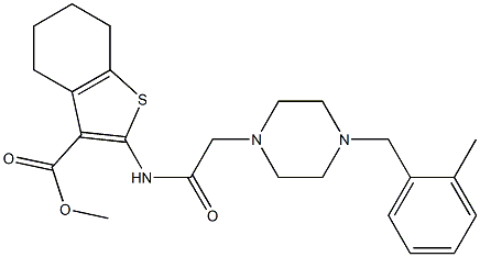 methyl 2-(2-(4-(2-methylbenzyl)piperazin-1-yl)acetamido)-4,5,6,7-tetrahydrobenzo[b]thiophene-3-carboxylate Struktur