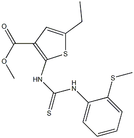 methyl 5-ethyl-2-(3-(2-(methylthio)phenyl)thioureido)thiophene-3-carboxylate Struktur