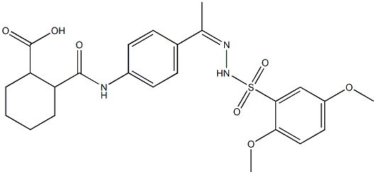 (Z)-2-((4-(1-(2-((2,5-dimethoxyphenyl)sulfonyl)hydrazono)ethyl)phenyl)carbamoyl)cyclohexanecarboxylic acid Struktur