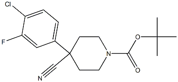 tert-butyl 4-(4-chloro-3-fluorophenyl)-4-cyanopiperidine-1-carboxylate Struktur