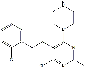 4-chloro-5-(2-chlorophenethyl)-2-methyl-6-(piperazin-1-yl)pyrimidine Struktur