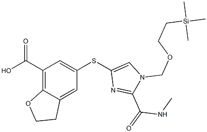 5-(2-(methylcarbamoyl)-1-((2-(trimethylsilyl)ethoxy)methyl)-1H-imidazol-4-ylthio)-2,3-dihydrobenzofuran-7-carboxylic acid Struktur