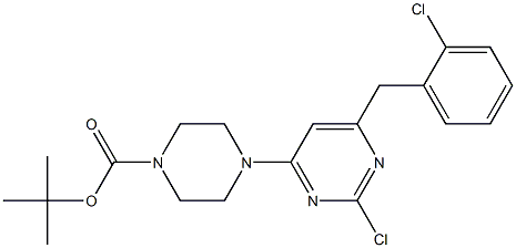 tert-butyl 4-(2-chloro-6-(2-chlorobenzyl)pyrimidin-4-yl)piperazine-1-carboxylate Struktur