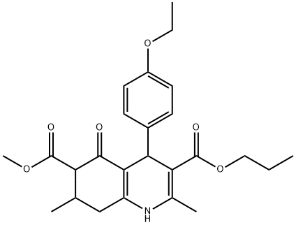 6-methyl 3-propyl 4-(4-ethoxyphenyl)-2,7-dimethyl-5-oxo-1,4,5,6,7,8-hexahydroquinoline-3,6-dicarboxylate Structure