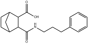 3-((3-phenylpropyl)carbamoyl)bicyclo[2.2.1]heptane-2-carboxylic acid Struktur