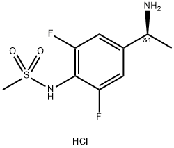 N-{4-[(1R)-1-aminoethyl]-2,6-difluorophenyl}methanesulfonamide hydrochloride Struktur