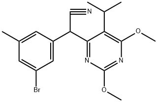 2-(3-bromo-5-methylphenyl)-2-(5-isopropyl-2,6-dimethoxypyrimidin-4-yl)acetonitrile Struktur