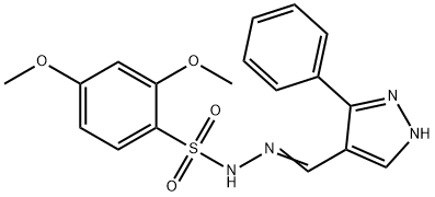 (Z)-2,4-dimethoxy-N'-((3-phenyl-1H-pyrazol-4-yl)methylene)benzenesulfonohydrazide Struktur