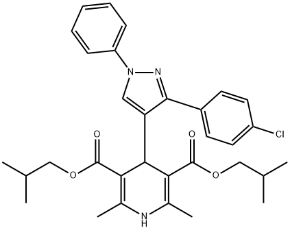 diisobutyl 4-(3-(4-chlorophenyl)-1-phenyl-1H-pyrazol-4-yl)-2,6-dimethyl-1,4-dihydropyridine-3,5-dicarboxylate Struktur