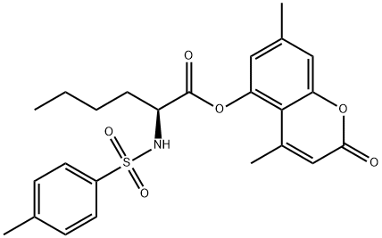 (R)-4,7-dimethyl-2-oxo-2H-chromen-5-yl 2-(4-methylphenylsulfonamido)hexanoate Struktur