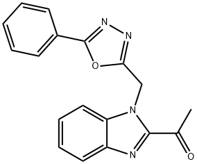 1-{1-[(5-phenyl-1,3,4-oxadiazol-2-yl)methyl]-1H-benzimidazol-2-yl}ethanone Struktur