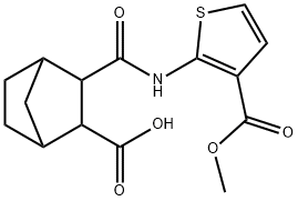 3-((3-(methoxycarbonyl)thiophen-2-yl)carbamoyl)bicyclo[2.2.1]heptane-2-carboxylic acid Struktur