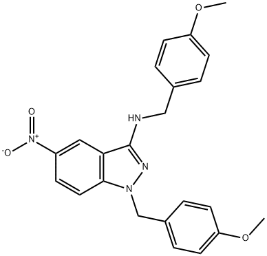 N,1-Bis(4-methoxybenzyl)-5-nitro-1H-indazol-3-amine Struktur