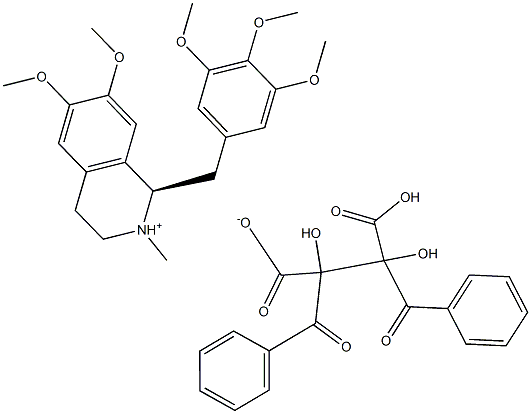 (R)-N-methyl-6,7-dimethoxy-1-(3,4,5-trimethoxybenzyl)-1,2,3,4-tetrahydroisoquinolinium 2,3-dibenzoyl-L-tartarate Struktur