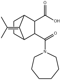 3-(azepane-1-carbonyl)-7-(propan-2-ylidene)bicyclo[2.2.1]heptane-2-carboxylic acid Struktur