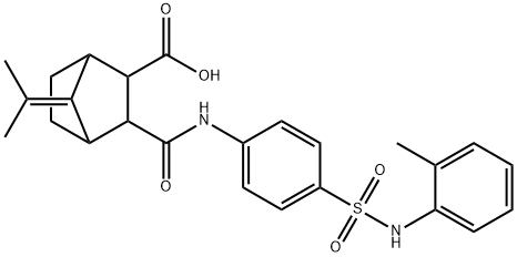 7-(propan-2-ylidene)-3-((4-(N-(o-tolyl)sulfamoyl)phenyl)carbamoyl)bicyclo[2.2.1]heptane-2-carboxylic acid Struktur