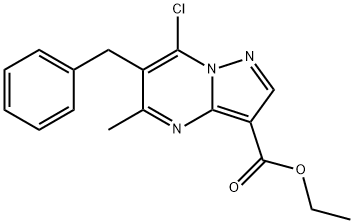 Ethyl 6-benzyl-7-chloro-5-methylpyrazolo[1,5-a]pyrimidine-3-carboxylate Struktur