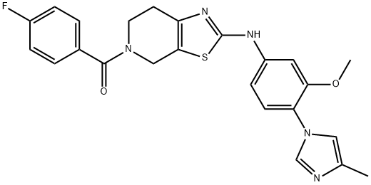 (4-Fluorophenyl)(2-((3-methoxy-4-(4-methyl-1H-imidazol-1-yl)phenyl)amino)-6,7-dihydrothiazolo[5,4-c]pyridin-5(4H)-yl)methanone Struktur