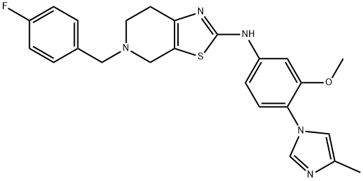 5-(4-Fluorobenzyl)-N-(3-methoxy-4-(4-methyl-1H-imidazol-1-yl)phenyl)-4,5,6,7-tetrahydrothiazolo[5,4-c]pyridin-2-amine Struktur