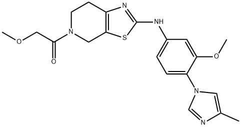 2-Methoxy-1-(2-((3-methoxy-4-(4-methyl-1H-imidazol-1-yl)phenyl)amino)-6,7-dihydrothiazolo[5,4-c]pyridin-5(4H)-yl)ethanone Struktur