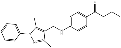 1-(4-(((3,5-Dimethyl-1-phenyl-1H-pyrazol-4-yl)methyl)amino)phenyl)butan-1-one Struktur