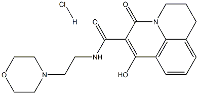 1-hydroxy-N-(2-morpholinoethyl)-3-oxo-3,5,6,7-tetrahydropyrido[3,2,1-ij]quinoline-2-carboxamide hydrochloride Struktur