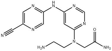 2-((2-Aminoethyl)(6-((5-cyanopyrazin-2-yl)amino)pyrimidin-4-yl)amino)acetamide Struktur