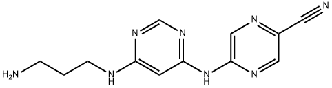 5-((6-((3-Aminopropyl)amino)pyrimidin-4-yl)amino)pyrazine-2-carbonitrile Struktur