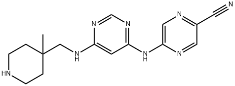 5-((6-(Methyl(4-methylpiperidin-4-yl)amino)pyrimidin-4-yl)amino)pyrazine-2-carbonitrile Struktur