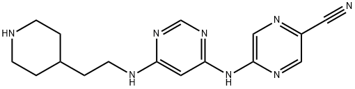 5-((6-((2-(Piperidin-4-yl)ethyl)amino)pyrimidin-4-yl)amino)pyrazine-2-carbonitrile Struktur