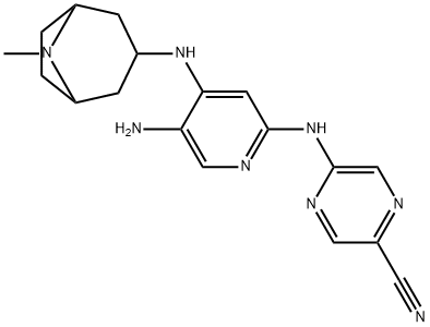 5-((5-Amino-4-((8-methyl-8-azabicyclo[3.2.1]octan-3-yl)amino)pyridin-2-yl)amino)pyrazine-2-carbonitrile Struktur