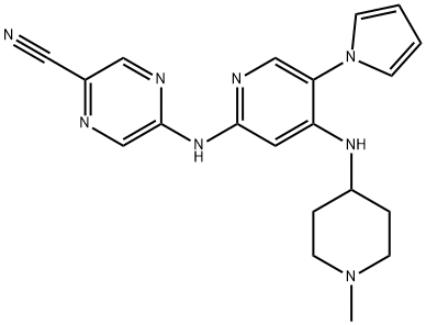 5-((4-((1-Methylpiperidin-4-yl)amino)-5-(1H-pyrrol-1-yl)pyridin-2-yl)amino)pyrazine-2-carbonitrile Struktur