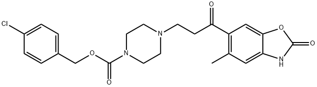 4-Chlorobenzyl 4-(3-(5-methyl-2-oxo-2,3-dihydrobenzo[d]oxazol-6-yl)-3-oxopropyl)piperazine-1-carboxylate Struktur