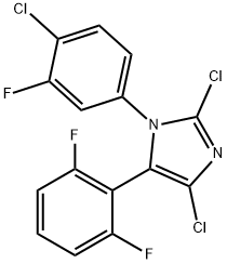 2,4-Dichloro-1-(4-chloro-3-fluorophenyl)-5-(2,6-difluorophenyl)-1H-imidazole Struktur