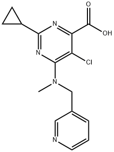 5-Chloro-2-cyclopropyl-6-(methyl(pyridin-3-ylmethyl)amino)pyrimidine-4-carboxylic acid Struktur