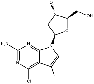 (2R,3S,5R)-5-(2-Amino-4-chloro-5-iodo-7H-pyrrolo[2,3-d]pyrimidin-7-yl)-2-(hydroxymethyl)tetrahydrofuran-3-ol Struktur