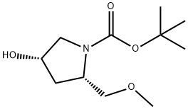 TERT-BUTYL (2S,4S)-4-HYDROXY-2-(METHOXYMETHYL)PYRROLIDINE-1-CARBOXYLATE Struktur