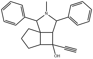 4-ethynyl-2-methyl-1,3-diphenyloctahydro-1H-cyclopenta[1,4]cyclobuta[1,2-c]pyrrol-4-ol Struktur