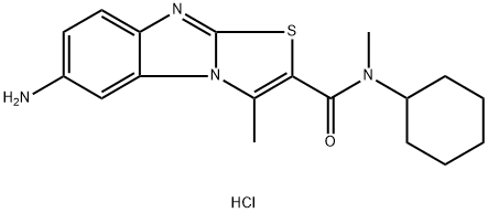 6-Amino-N-cyclohexyl-N,3-dimethyl-thiazolo[3,2-a]benzimidazole-2-carboxamide hydrochloride Struktur