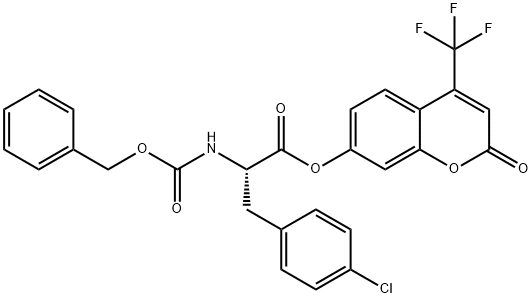 2-oxo-4-(trifluoromethyl)-2H-chromen-7-yl 2-(((benzyloxy)carbonyl)amino)-3-(4-chlorophenyl)propanoate Struktur