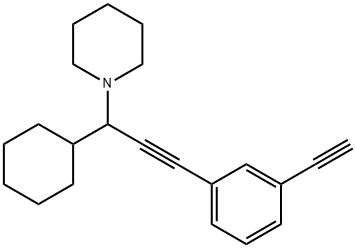 1-(1-cyclohexyl-3-(3-ethynylphenyl)prop-2-yn-1-yl)piperidine Struktur